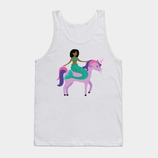 Mermaid riding a unicorn funny gift Tank Top